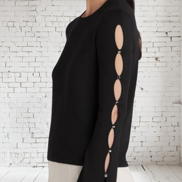 Faith & Zoe Knit Top Medium NWT Open Arm Silver Embellishment Boutique Glam - Picture 2 of 6